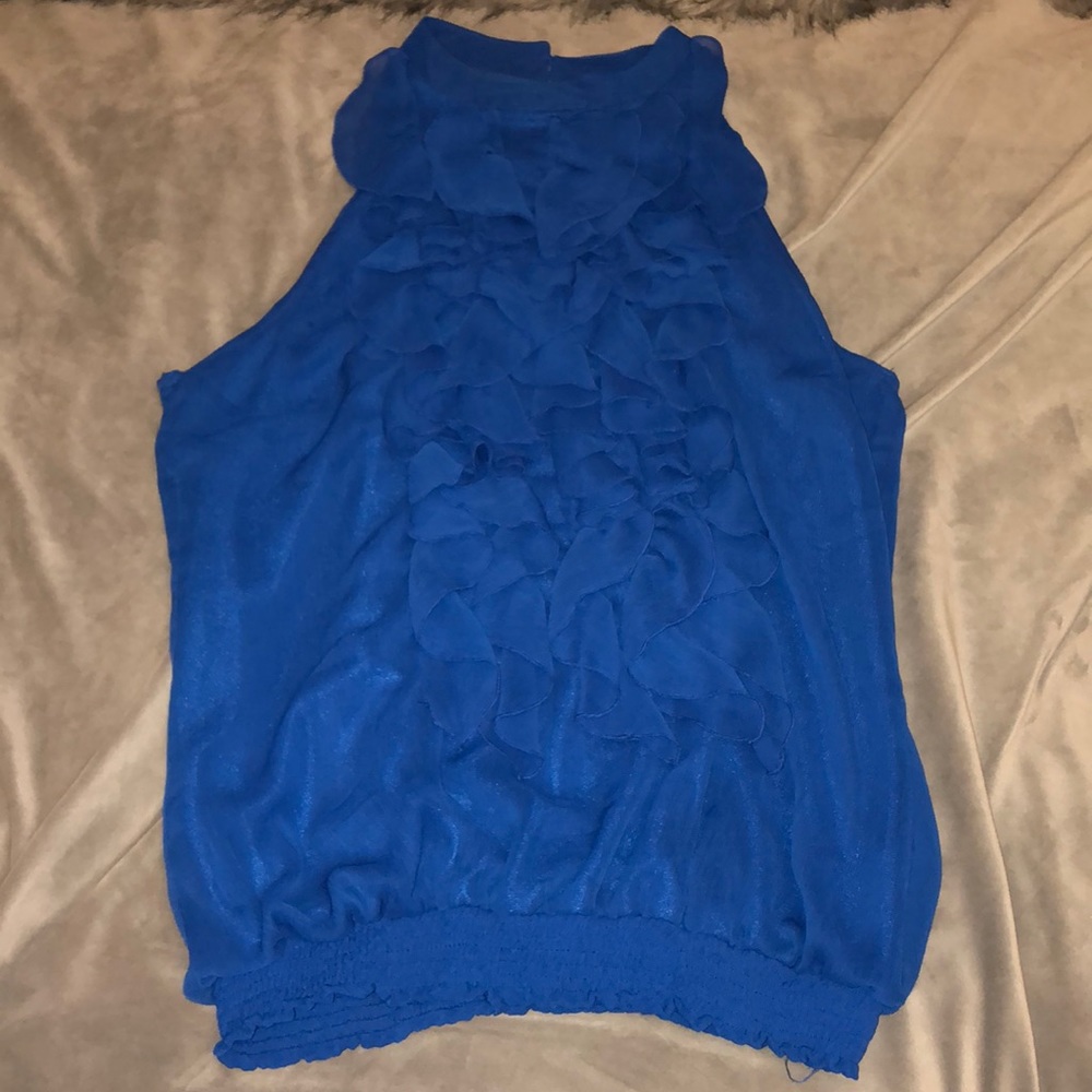 Mossimo Royal Blue Ruffled Tank Top
